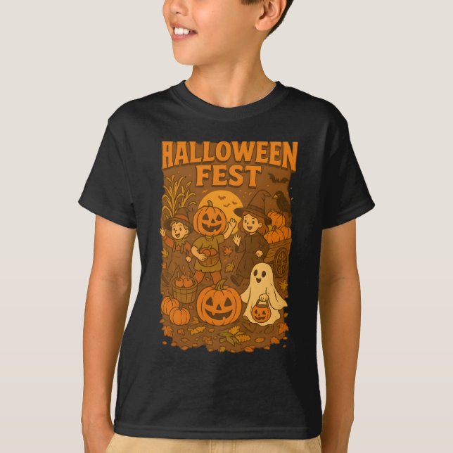 Halloween Fest Autumn Falls Retro Unisex Clothes T-Shirt (Front)