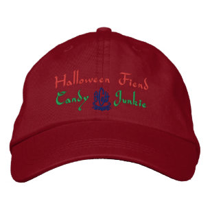 Halloween Fiend Candy Junkie In Red Embroidered Hat