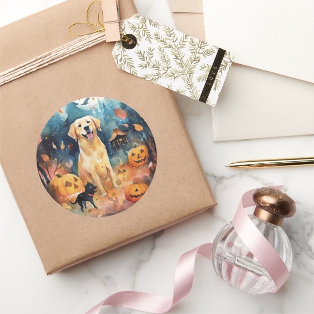 Halloween Finnish Lappund With Pumpkins Scary  Classic Round Sticker (Gifting)