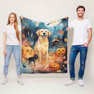 Halloween Finnish Lappund With Pumpkins Scary Fleece Blanket