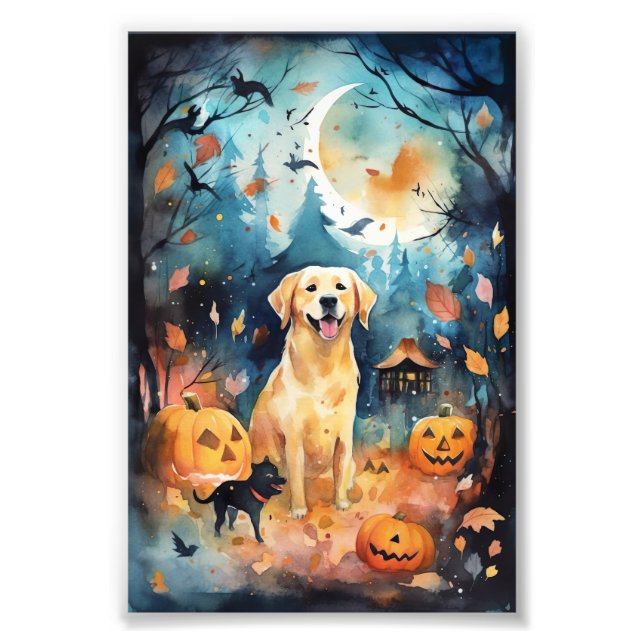 Halloween Finnish Lappund With Pumpkins Scary  Photo Print (Front)