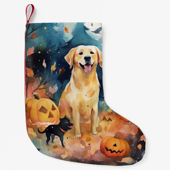 Halloween Finnish Lappund With Pumpkins Scary  Small Christmas Stocking (Front)