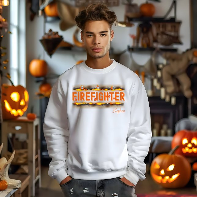  Halloween firefighter hoodie with name (Creator Uploaded)