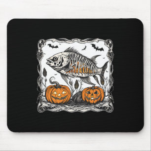 Halloween Fish Skeleton Funny Spooky Fish Bone Gra Mouse Mat