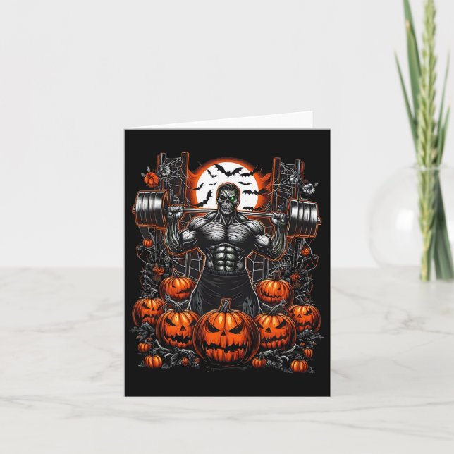 Halloween Fitness Fun-skeleton Gym Vibes-spooky Wo Card (Front)