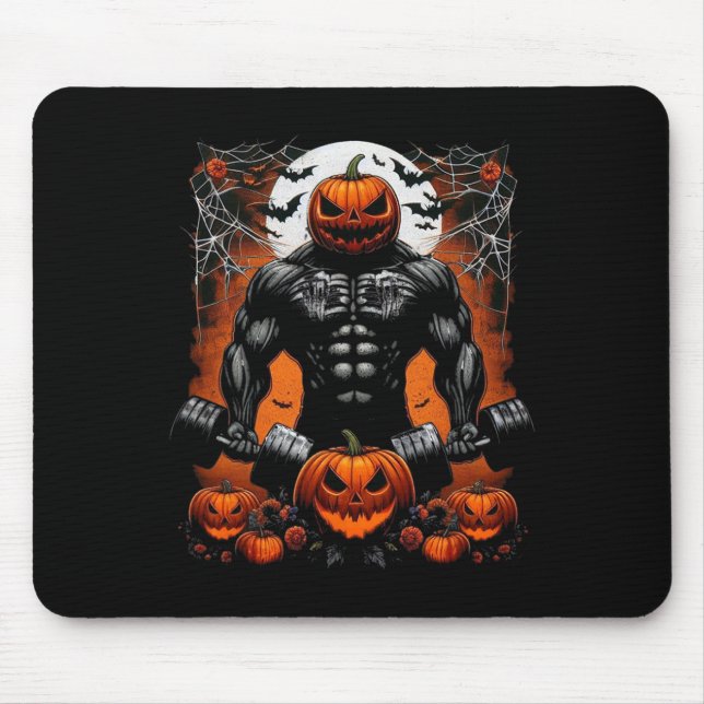 Halloween Fitness Skeleton Workout - Funny Gym Hal Mouse Mat (Front)