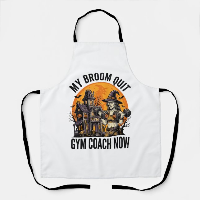 Halloween Fitness Trainer Witch Pumpkin Workout Gr Apron (Front)