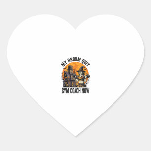 Halloween Fitness Trainer Witch Pumpkin Workout Gr Heart Sticker