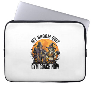 Halloween Fitness Trainer Witch Pumpkin Workout Gr Laptop Sleeve