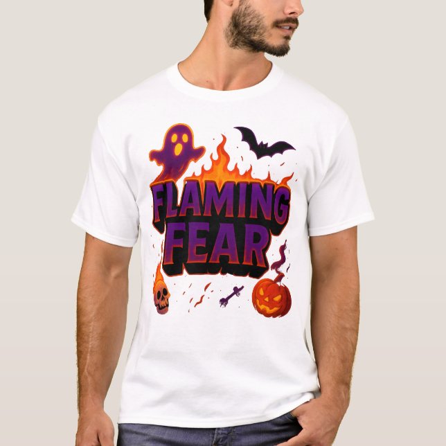 Halloween Flaming Fear Clothes Spooky Outfit  T-Shirt (Front)