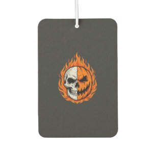 Halloween Flaming Skull Pumpkin Split Face Design Car Air Freshener