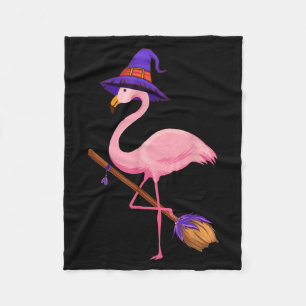 Halloween Flamingo Funny Flamingo Lover Witch Has Fleece Blanket