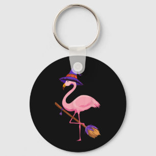 Halloween Flamingo Funny Flamingo Lover Witch Has Key Ring