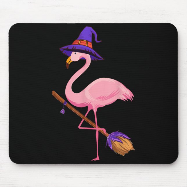 Halloween Flamingo Funny Flamingo Lover Witch Has Mouse Mat (Front)