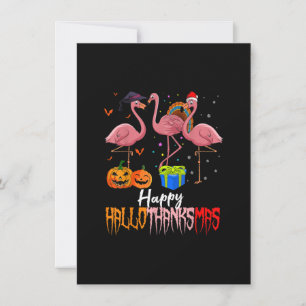 Halloween Flamingo Happy Hallothanksmas Pumpkin Invitation