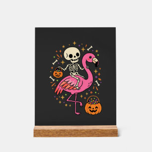 Halloween Flamingo Skeleton Candy Bucket Vector De Acrylic Sign