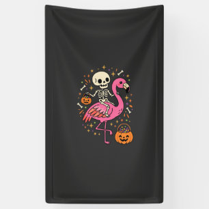 Halloween Flamingo Skeleton Candy Bucket Vector De Banner