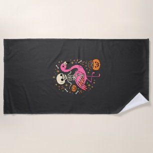 Halloween Flamingo Skeleton Candy Bucket Vector De Beach Towel