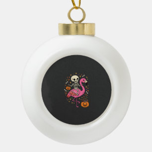 Halloween Flamingo Skeleton Candy Bucket Vector De Ceramic Ball Christmas Ornament