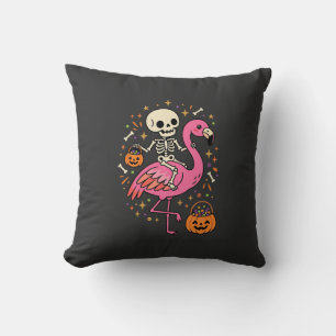 Halloween Flamingo Skeleton Candy Bucket Vector De Cushion