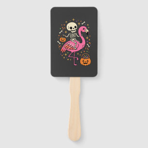 Halloween Flamingo Skeleton Candy Bucket Vector De Hand Fan