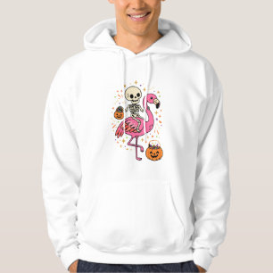 Halloween Flamingo Skeleton Candy Bucket Vector De Hoodie