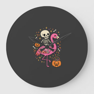 Halloween Flamingo Skeleton Candy Bucket Vector De Large Clock
