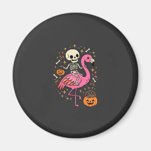Halloween Flamingo Skeleton Candy Bucket Vector De Magnet