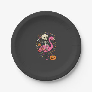 Halloween Flamingo Skeleton Candy Bucket Vector De Paper Plate