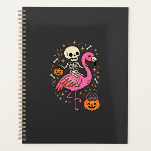 Halloween Flamingo Skeleton Candy Bucket Vector De Planner