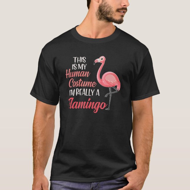 Halloween Flamingo Trick Or Treat Pink Flamingo T-Shirt (Front)