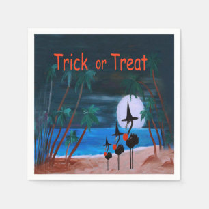 Halloween flamingo witch paper napkins from my art