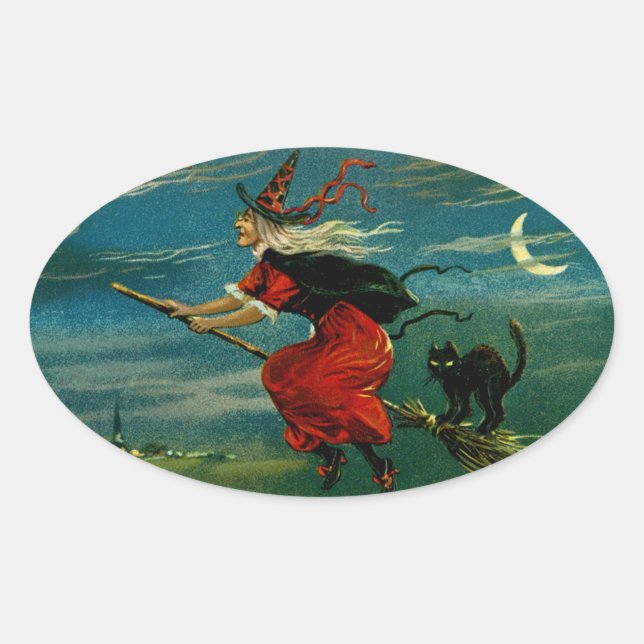 Halloween Flight Oval Sticker (Front)