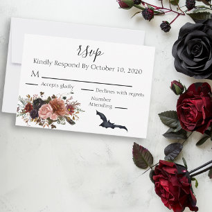 Halloween Floral Autumn Watercolor Flower  RSVP Card