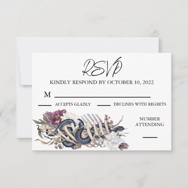 Halloween Floral Autumn Watercolor Spooky  RSVP Card (Front)