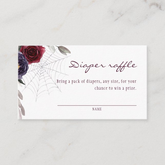 Halloween Floral Diaper Raffle Enclosure Card (Front)