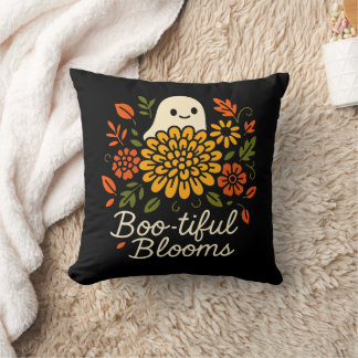 Halloween Floral Ghost - Fall Flowers Spooky Cushion