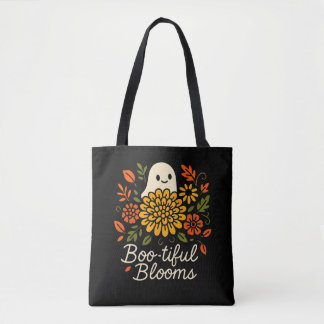 Halloween Floral Ghost Fall Flowers Spooky Tote Bag