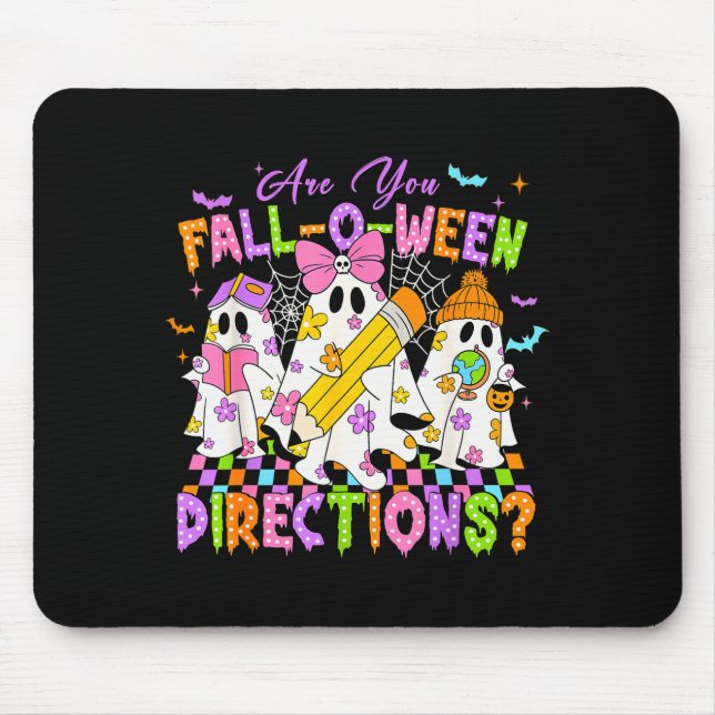 Halloween Floral Ghost Teacher Are You Falloween D Mouse Mat (Front)