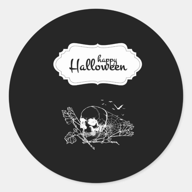 Halloween Floral Sugar Skull Classic Round Sticker (Front)