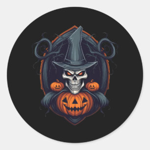 Halloween Floral Sugar Skull Classic Round Sticker