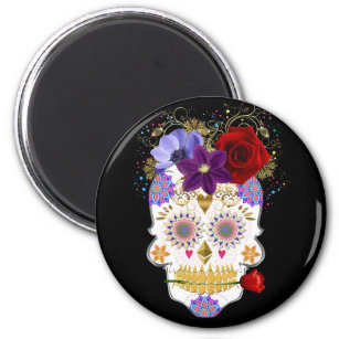 Halloween Floral Sugar Skull  Magnet