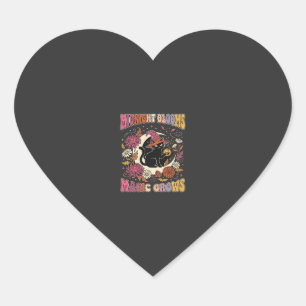 Halloween Floral Witch Cat Magic Heart Sticker