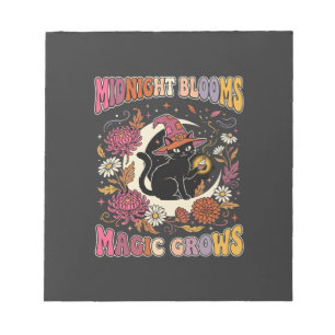 Halloween Floral Witch Cat Magic Notepad