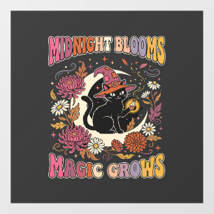 Halloween Floral Witch Cat Magic Window Cling