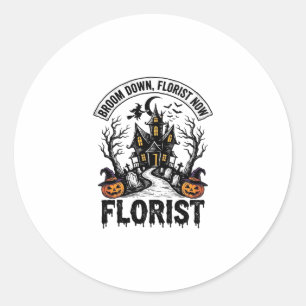 Halloween Florist Witch Vintage Haunted House Shir Classic Round Sticker