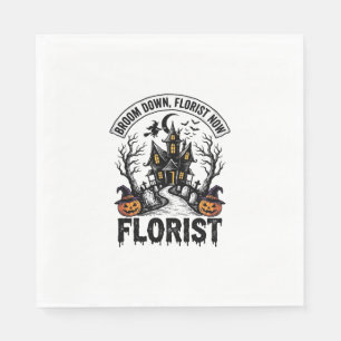 Halloween Florist Witch Vintage Haunted House Shir Napkin