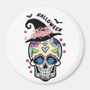 Halloween Flower Skull Magnet