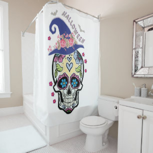 Halloween Flower Skull Shower Curtain