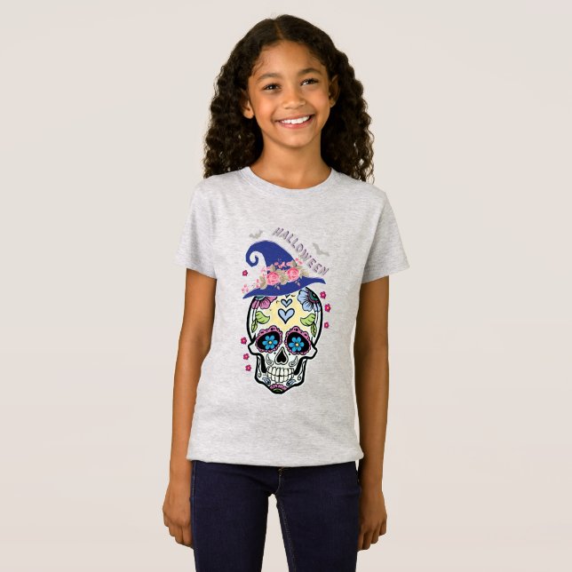 Halloween Flower Skull T-Shirt (Front Full)
